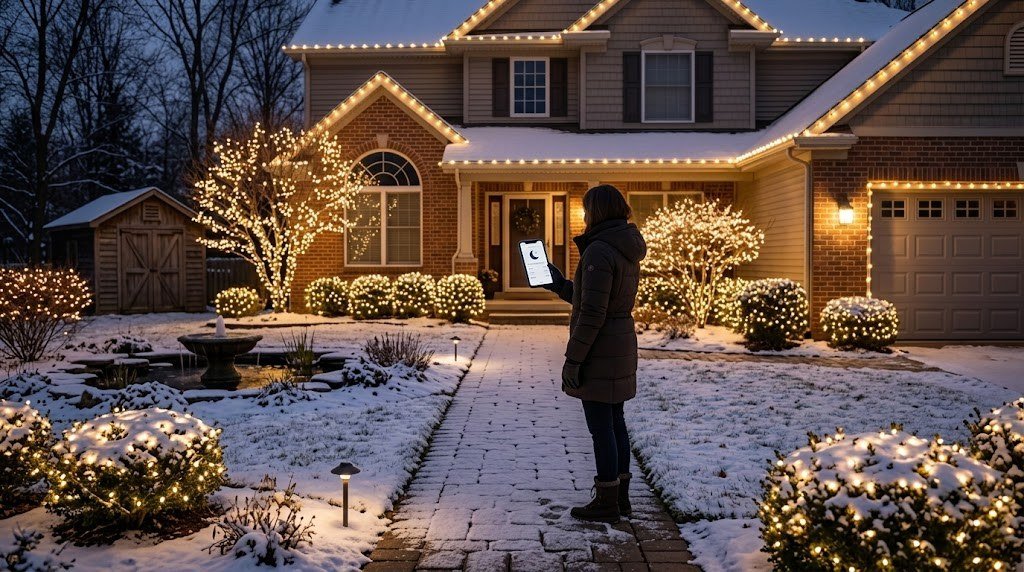 Scheduling holiday lights with a smart outdoor plug from a phone