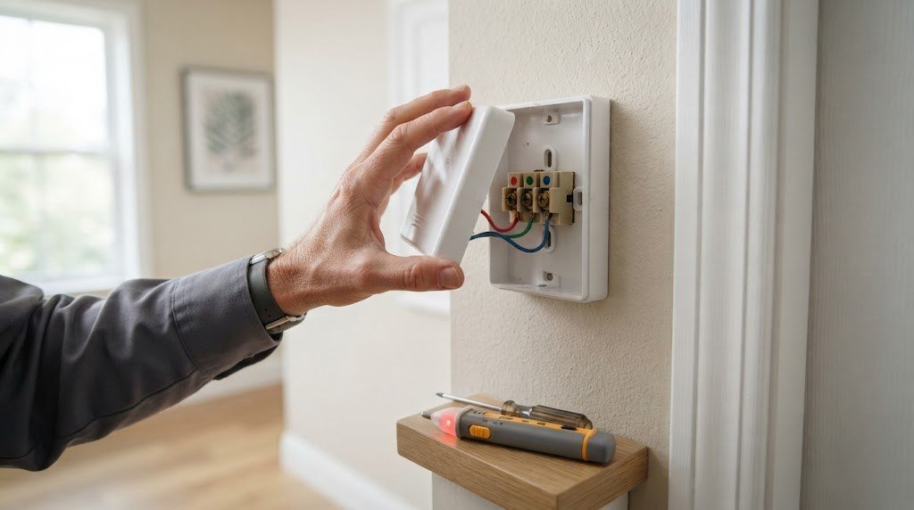 Opening a doorbell chime box to check transformer wiring
