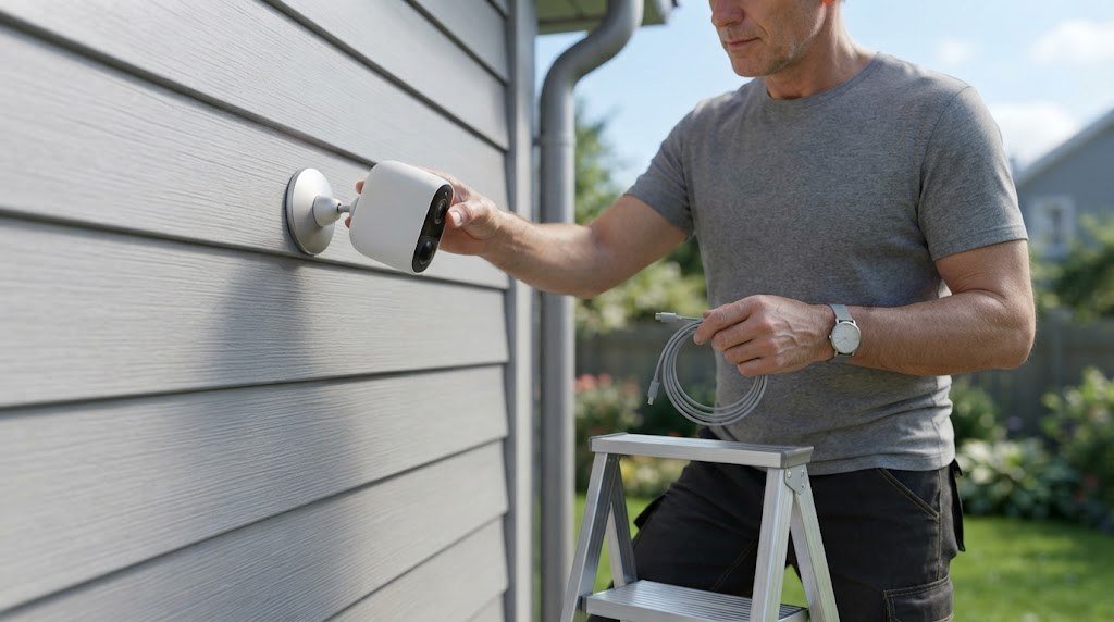 Removing a battery outdoor security camera to recharge it