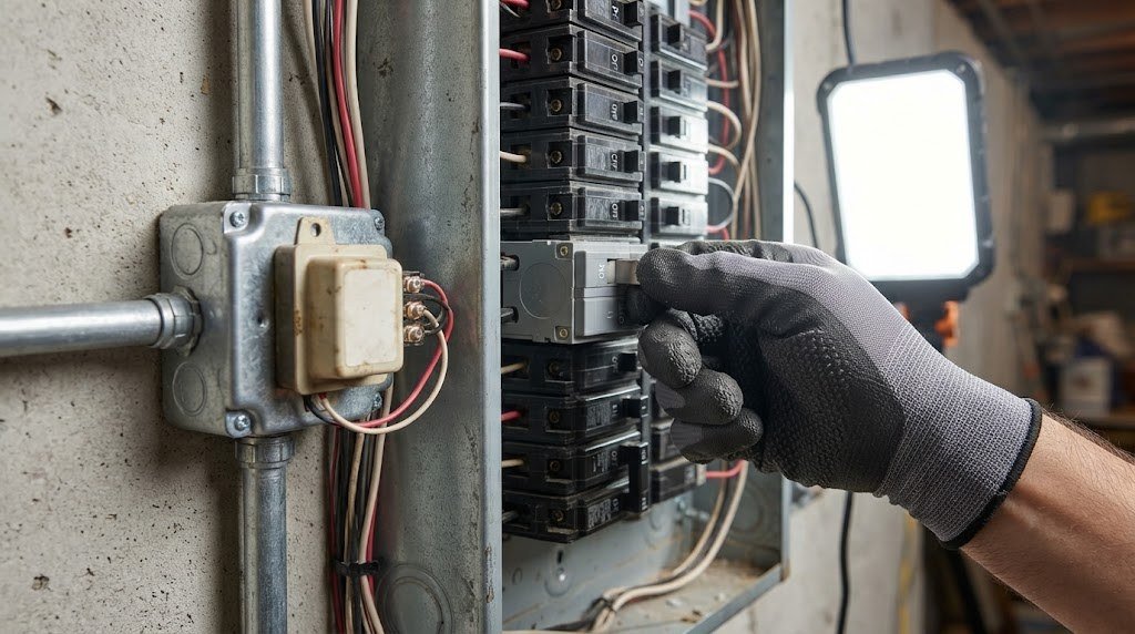 Turning off the breaker before replacing a doorbell transformer